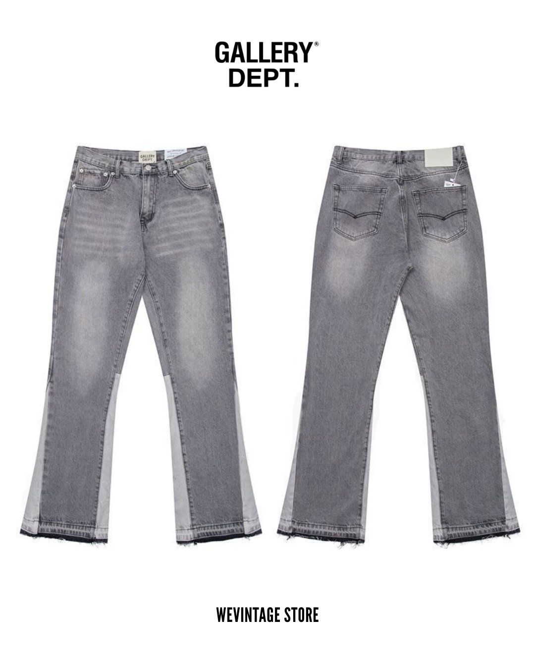 Gallery Dept. Flare Denim Jeans – Washed Grey / Contrast Panel (Premium Quality)