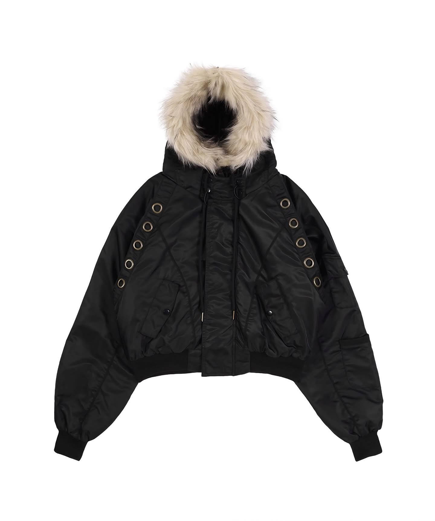 Fancy Club Eyelet Fur MA-1 bomber jacket