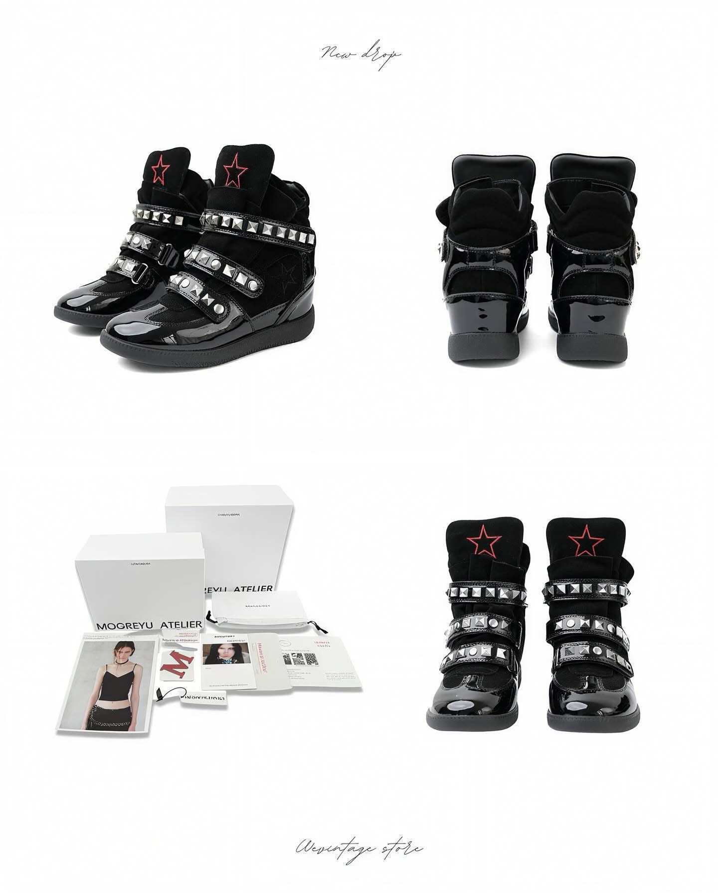 MOOREYU ATELIER STUDDED STAR WEDGE SNEAKERS