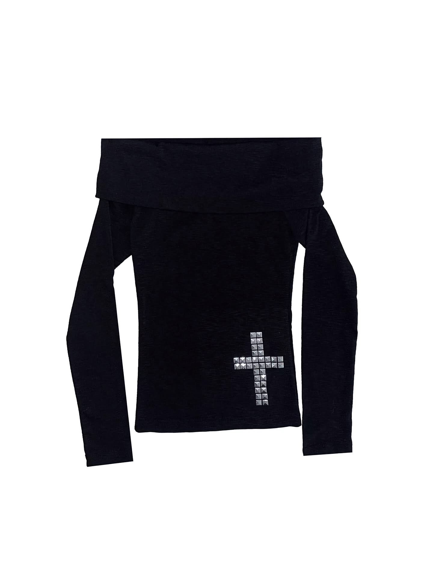 THEAIRTOWN SHINE CROSS OFF-SHOULDER TOP
