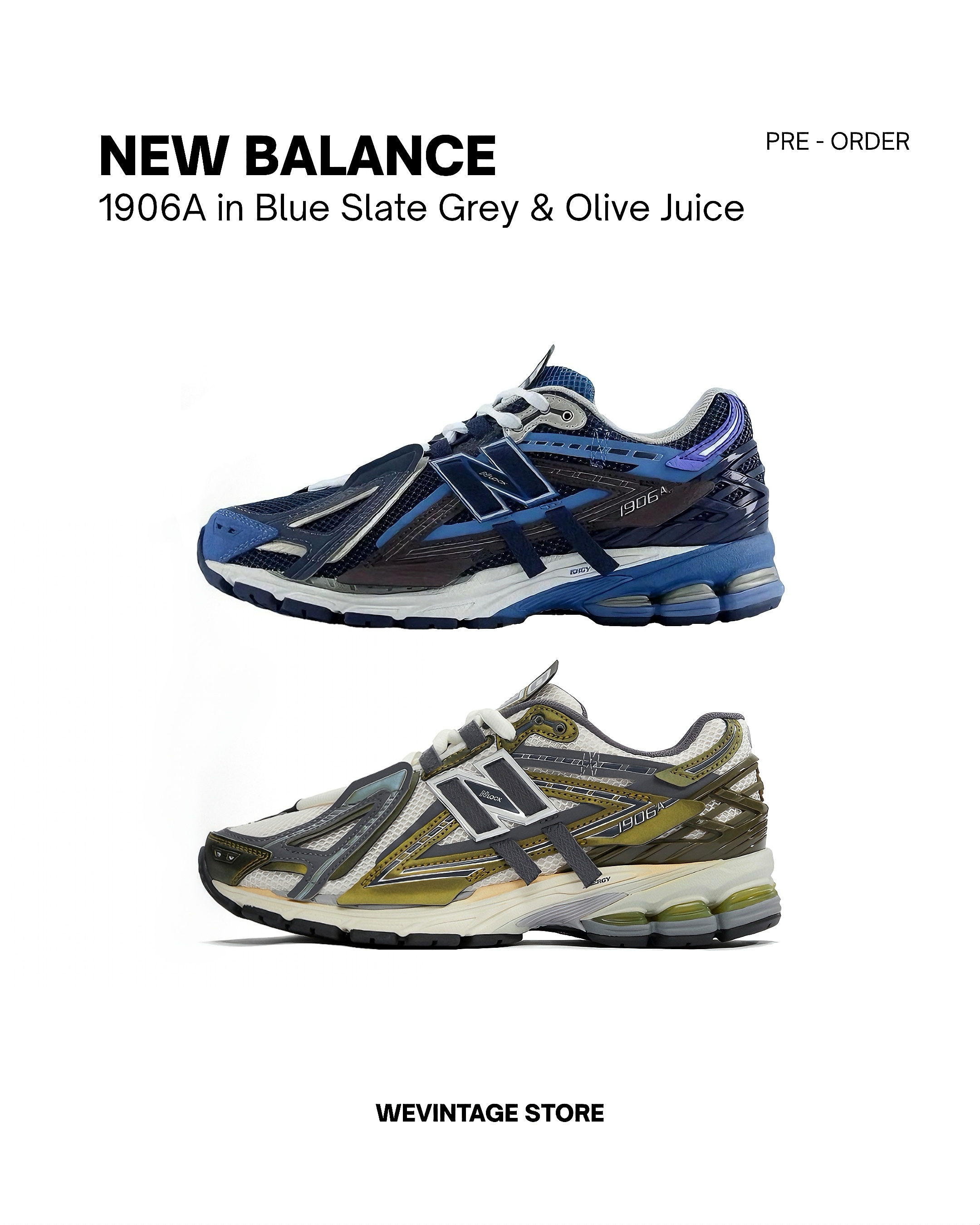 NEW BALANCE 1906A in Blue Slate Grey & Olive Juice