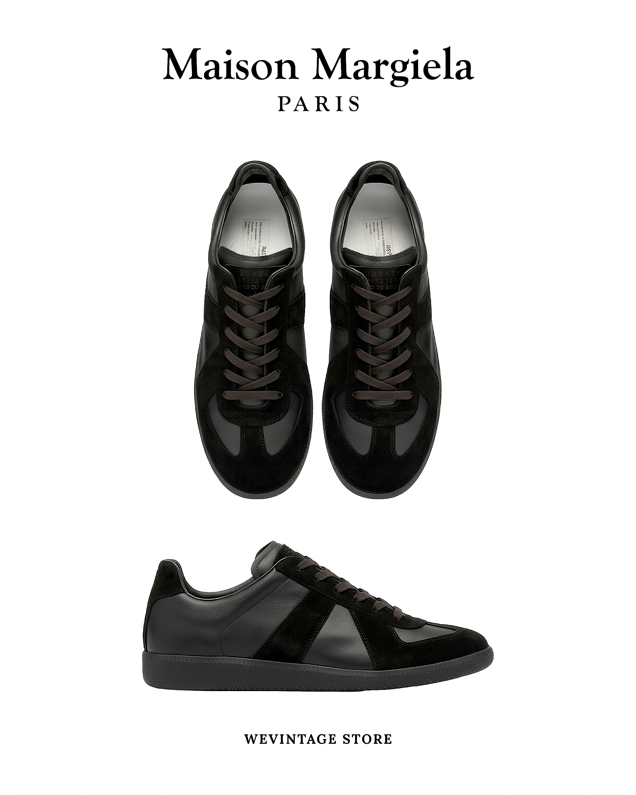 MAISON MARGIELA “REPLICA” LOW TOP SNEAKERS - Black/Black