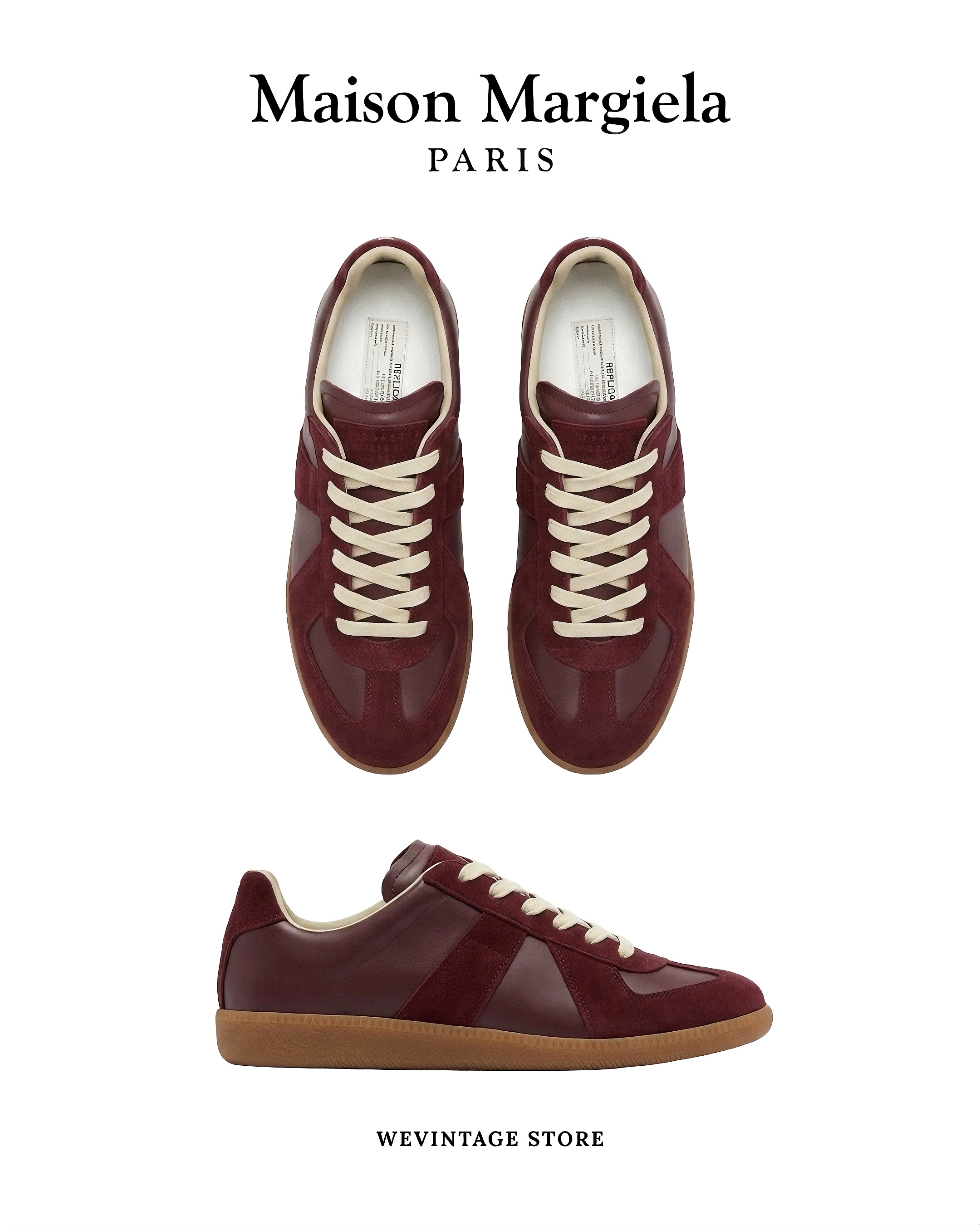 MAISON MARGIELA “REPLICA” BURGUNDY/GUM SOLE (High Quality)