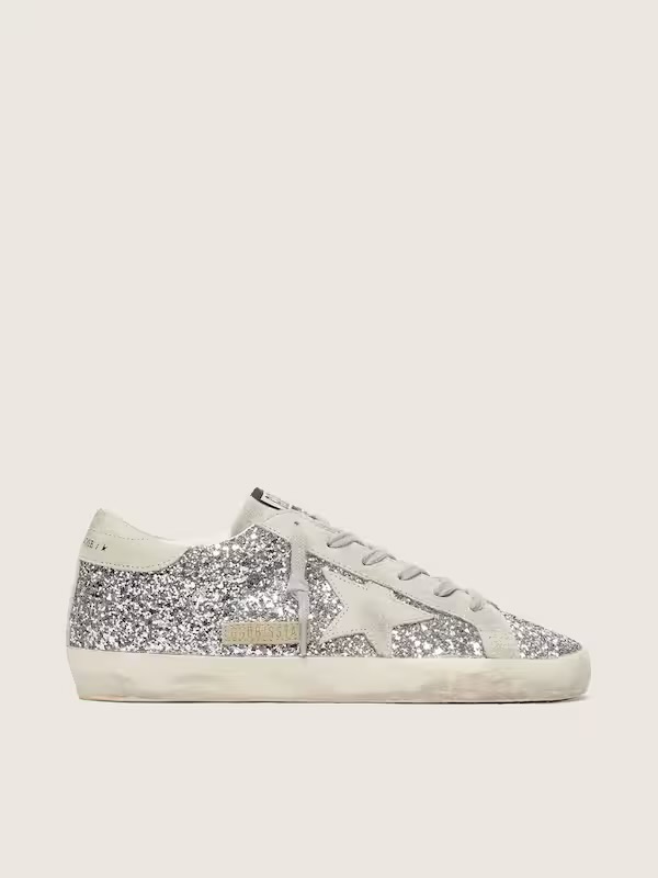 Super-Star in silver glitter with ice-gray suede star